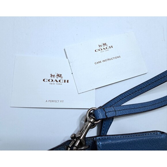 Coach Wristlet Blue Star Canyon Corner Zip Wallet 4"x6" Patriotic USA Leather - Picture 6 of 8